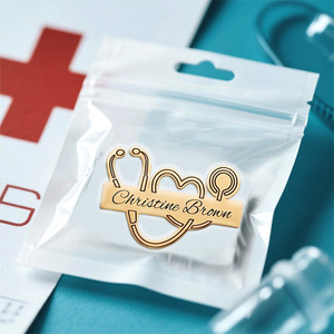 Tùy chỉnh hình kim loại rỗng nameplates Laser khắc Kinh Doanh ID huy hiệu Tim tai nghe phác thảo cho khách sạn nhà hàng nhân viên hoặc nhãn - Product Image 6