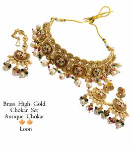 ENSEMBLE DE BIJOUX INDIENS TRADITIONNELS ET À LA MODE EN CUIVRE ENSEMBLE DE BIJOUX DE MARIAGE POUR FEMMES BOUCLES D'OREILLES ET COLLIER - Product Image 2