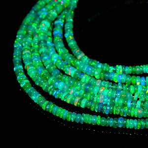 Perles Rondelles Lisses en Opale Verte de Haute Qualité, Origine Éthiopie, Polies, Variétés Naturelles Trillion, Incluant Péridot et Grenat - Product Image 4