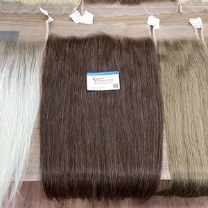 Perruque frontale droite naturelle en cheveux vietnamiens, perruque avec fermeture, vente en gros, cheveux humains bruts non traités, couleur brune avec cheveux de bébé - Product Image 3
