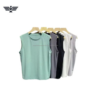 Wholesale Factory Customizable Mens Plain Sleeveless Tank <b>Top</b> Soft Cotton Breathable Sporty Gym Vest Casual Summer Front - Product Image 2