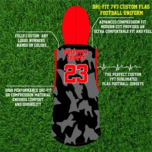 Sweat à capuche sans manches personnalisé respirant pour le flag football |   Maillot de compression 7 contre 7 avec propriétés d'évacuation de l'humidité et de séchage rapide - Product Image 3
