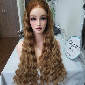 Pelucas sin Pegamento de Cabello Humano con Ondas Profundas y Color con Mechas # Cierre de Encaje HD 6x6 Super Double Drawn 4/27, Cabello Vietnamita Virgen - Product Image 4