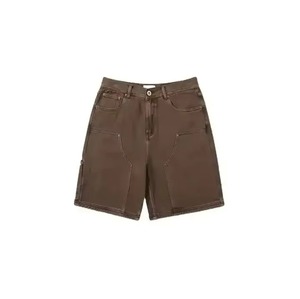 Pantalones cortos vaqueros holgados para hombre al por mayor logotipo personalizado apliques desgastantes bordado costura sólido liso teñido pantalones cortos vaqueros lavados - Product Image 2