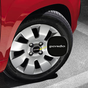 Cappucci centrali ruota 3D nero per Fiat Panda 52 mm di diametro 1 pezzo con finitura cromata e ABS - Product Image 4