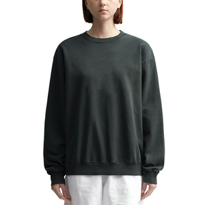 Custom Logo Printed Acid Wash Women's Winter Cotton <b>Sherpa</b> Fleece <b>Lined</b> Crew Neck Oversized Pullover Sweatshirt Waterproof - Product Image 5