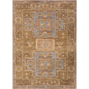 Alfombras de Lana Anudadas a Mano Erbe GS-2015, Beige Marrón, Diseño Abstracto de Medallón Rectangular, para Uso en el Hogar, Sala de Estar, Pasillo, Entrada - Product Image 1