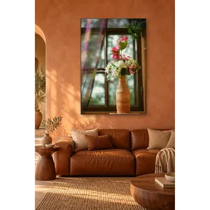 Fleurs Fida dans un vase en terre cuite près de la fenêtre, impression sur toile - Product Image 3