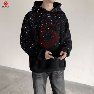 Y2K Style hommes poids lourd confortable coton à capuche sur mesure coupe régulière brodé strass conception écologique bricolage - Product Image 1