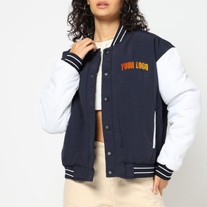 Chaqueta Universitaria Personalizada para Mujer, Talla Grande, Bordado Personalizado, Tela y Logotipo Personalizados, Mangas de Cuero Transpirable, Chaqueta de Béisbol Letterman - Product Image 1