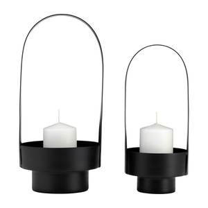 Set of 2 Matte <b>Black</b> Coated Decorative Vintage Look Solid Metal <b>Lantern</b> Antique <b>Lantern</b> Handmade for Villas Hotel Decorative - Product Image 1