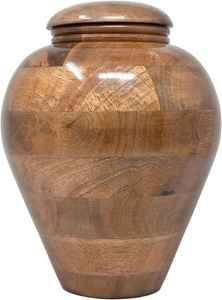 Modern Style Wooden Urn with Vertical Grain Pattern Smooth Curves and Contemporary <b>Memorial</b> Appeal - Product Image 5
