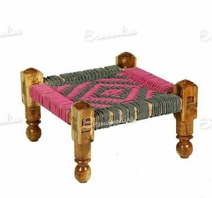 Taburete de mimbre de madera natural hecho a mano, tradicional, ecológico, que ahorra espacio, ligero, ideal para apartamentos. - Product Image 6