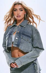 Vente directe d'usine meilleur prix ensemble de denim décontracté pour femmes veste saison d'hiver motif solide bouton haut produit tendance Pakistan - Product Image 6