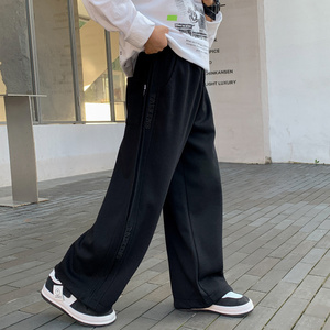 กางเกงฤดูใบไม้ผลิลำลองสำหรับเด็กใส่ได้ทั้งชายและหญิงกางเกงกีฬาทรงตรงกางเกงขายาวทรงหลวมและแนวสปอร์ตย้อมสีเรียบ - Product Image 3