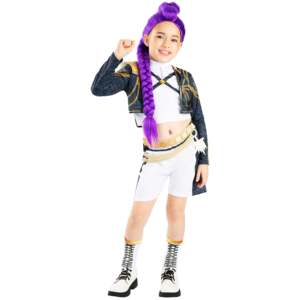 Disfraz de K-Pop Demon Hunters Deluxe Golden Rumi para niñas, top y pantalones cortos con cinturón 3D de lentejuelas y calentadores de piernas - Product Image 3