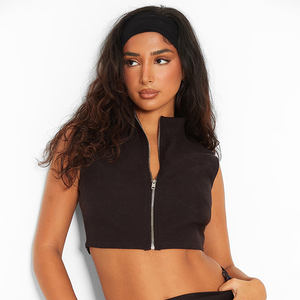 Precio al por mayor Nuevo diseñador personalizado de moda de alta calidad Negro de cuello alto de lino Look Top sin mangas - Product Image 1