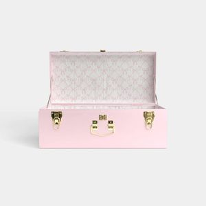 Baúl de Almacenamiento Metálico Rosa, Rectangular, con Acabado Lacado y Cierres Dorados, para Dormitorio, Cuarto de Niños, Armario de Juguetes - Product Image 2