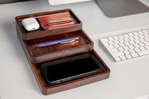 Bandejas modernas de madera de nogal. Diseño modular apilable. Organizador de bandeja Catch All Valet. Hecho a mano en Portland USA - Product Image 6