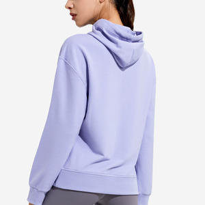 Sweat-shirt à capuche en coton pur respirant pour femmes Logo personnalisé Sweat-shirt tricoté surdimensionné lourd Printemps Automne Hiver StreetwearOem - Product Image 2