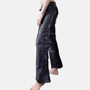 Chaps en cuir de haute qualité sur mesure pour femme, service OEM, faible MOQ, chaps en cuir pour femme fabriqués au Pakistan - Product Image 3