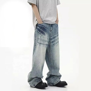 Jeans à coupe régulière personnalisés, style tendance, très vendus, pour les entreprises, denim de haute qualité avec logo personnalisé, décontracté - Product Image 2