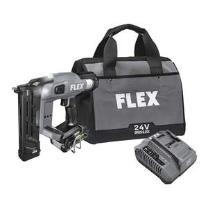 Kit de grapadora neumática de corona estrecha de 1/4 de pulgada sin escobillas de 24 V con batería de litio de 2.5 Ah y cargador rápido de 160 W - Product Image 1