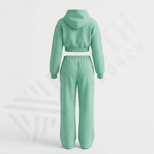 Sudadera con Capucha de Felpa de Corte Holgado y Bordado de Dos Piezas con Logotipo Personalizado, Sudadera Corta con Cremallera para Mujer, 100% Algodón, Informal y Transpirable - Product Image 2