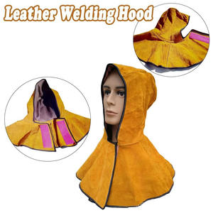 Cubierta de capucha de soldadura de cuero dividido de piel de vaca con cuello hombro drapeado tapa de soldadura protectora ignífuga para Unisex - Product Image 2