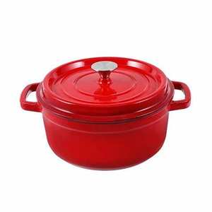 Innovadora sartén de Horno Holandés doble de circuito grande con cazuela de hierro fundido esmaltado Rojo Tapa abierta 2 en 1 olla de utensilios de cocina - Product Image 4