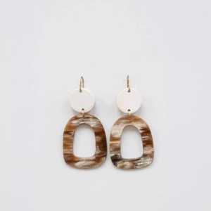 Juego de pendientes de cuerno de búfalo redondos y cuadrados hechos a mano Pendientes colgantes artesanales naturales únicos clásicos - Product Image 4