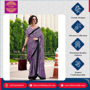 Sari en soie satinée brodé de haute qualité, design moderne, vêtements ethniques indiens pour occasions spéciales, mariage, fête - Product Image 2
