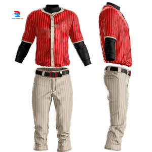 Botón de alta calidad de secado rápido transpirable béisbol Softball rayas personalizadas botón Camisas Pantalones ropa deportiva uniforme - Product Image 1