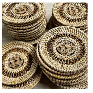 Natural Rattan <b>Placemat</b> With <b>Round</b> Woven Design, Handmade By Artisans, Eco Friendly Dining Table Decoration - Product Image 1
