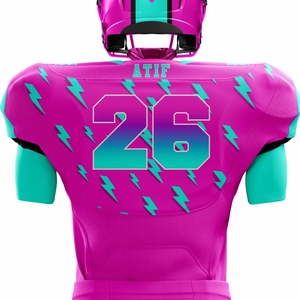 Customizable Men's <b>Pink</b> Turquoise American Football Uniform Set Durable Breathable Tackle Twill Jersey Pants Short OEM - Product Image 3