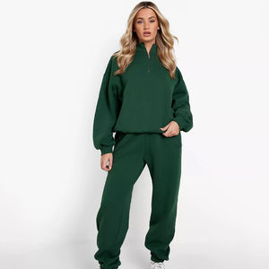 Venta al por mayor 100% algodón fleece crop top sudaderas con capucha 3M reflectante impreso jogging trajes bordado mujer conjuntos chándal - Product Image 4