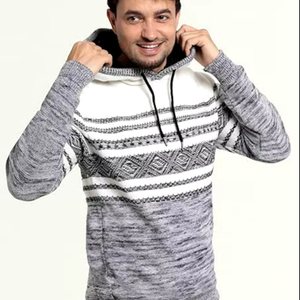 2024 automne hiver respirant hommes tricoté à capuche chandails à manches longues couleur unie pulls mode mâle chaud tricots décontracté - Product Image 1