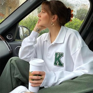 เสื้อสเวตเตอร์คอปกพับลงสำหรับผู้หญิงเสื้อผ้าผู้หญิงมาใหม่ปรับแต่ง2025ฤดูใบไม้ร่วง - Product Image 2