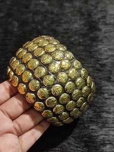 กำไลข้อมือทองเหลืองดิบ69มม., กำไลข้อมือฝัง, กำไลข้อมือช่องว่างเปล่า, สร้อยข้อมือทำด้วยมือกว้าง, ทองเหลืองดิบ - Product Image 4