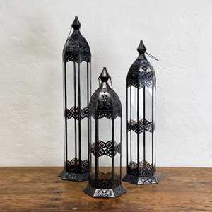 Ramadan Hot Selling Classic Black Moroccan Tall <b>Candle</b> <b>Holder</b> <b>Lanterns</b> in 3 Sizes Handmade for Festive Home Decorations - Product Image 2