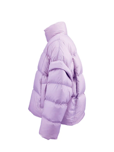 Chaqueta parka de invierno con logotipo personalizado para mujer, Abrigo acolchado ligero con capucha desmontable, Chaqueta larga - Product Image 6