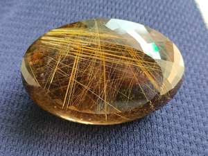 Piedra preciosa suelta ovalada facetada rutilo dorado natural de gran tamaño (Corte de altura de 40mm) para colgantes para hacer joyas - Product Image 4