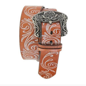 Ceinture en cuir de vache occidentale de qualité supérieure sur mesure de qualité supérieure avec grossiste de conception florale usinée à la main Fabricant Inde - Product Image 2
