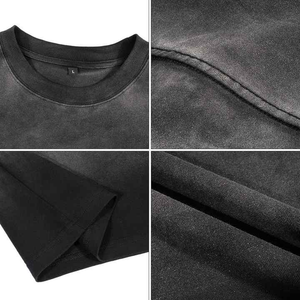 T-shirt pour homme en coton 100% de haute qualité, tricoté, vente en gros, vente chaude, personnalisé, blanc uni, solide, hip-hop, séchage rapide, respirant, 220g - Product Image 2