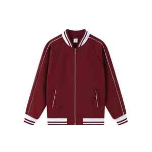 Fabricants de vêtements personnalisés 320g polyester coton tissu haute qualité décontracté hommes collège Style lâche fermeture éclair veste de baseball - Product Image 4