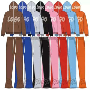 Ensemble de survêtement décontracté pour homme personnalisé, sweat à capuche zippé, pantalon empilé, 2 pièces, poche cargo, 100% coton, doublure en molleton français, imperméable - Product Image 3