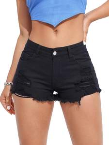 กางเกงผ้ายีนส์ขาสั้นทรงหลวมสำหรับผู้หญิงทันสมัยเอวสูงทนทานผ้าฝ้ายระบายอากาศได้ดีสวมใส่สบายเครื่องแต่งกายแฟชั่นฤดูร้อนสำหรับ - Product Image 4