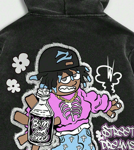 Sudadera con capucha con estampado de diamantes de imitación DTG DTF personalizada, ropa de calle de gran tamaño, sudadera de moda para hombres y mujeres, ropa informal - Product Image 3