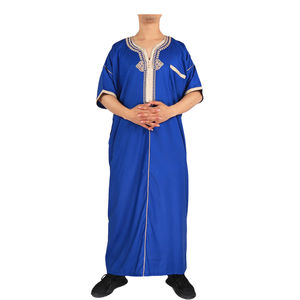 Hommes 2023 Musulman homme Islamique moderne thobe traditionnel kakis Arabe Islamique shorts manches Hommes thobe Dubaï personnalisé brodé poitrine - Product Image 1