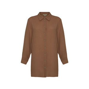 Blusa de Popelina con Estampado de Leopardo Vintage para Mujer con Detalle de Encaje - Product Image 1